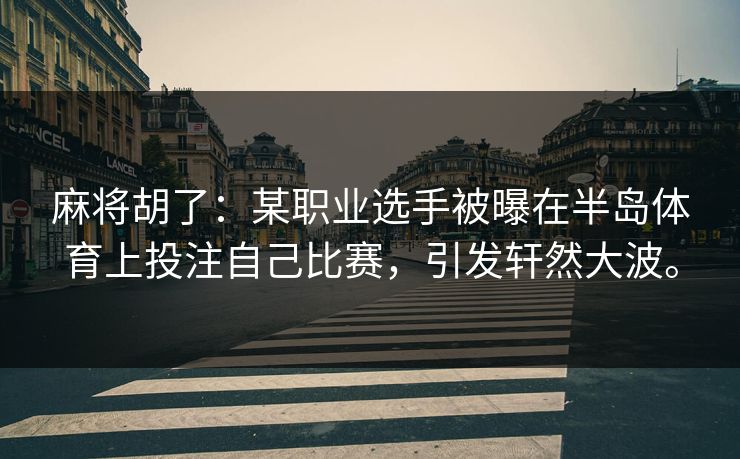 麻将胡了：某职业选手被曝在半岛体育上投注自己比赛，引发轩然大波。