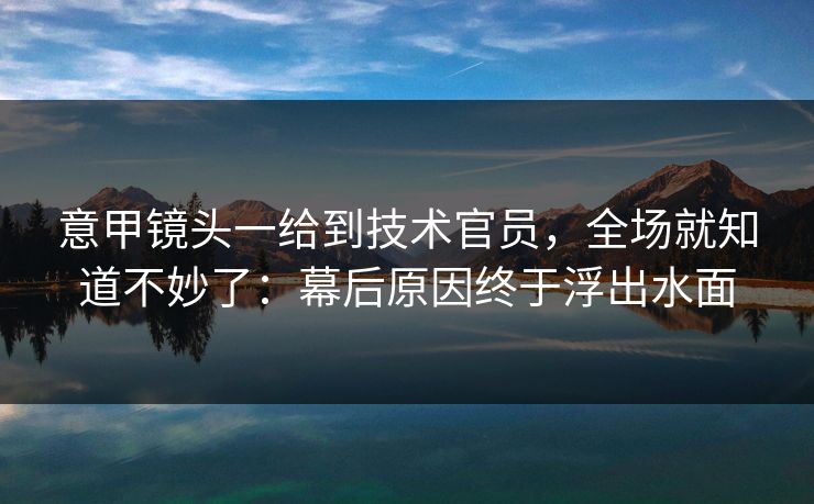 意甲镜头一给到技术官员，全场就知道不妙了：幕后原因终于浮出水面